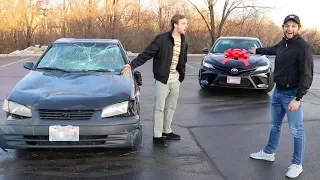 Destroying Friends Car and Buying Him a New One!