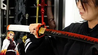 Demon Slayer - Kyojuro Rengoku's Red Nichirin SHARP Katana (Rengoku Sword - Battle Ready)