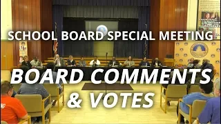 School Board comments & votes | Special meeting