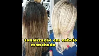 Luzes em cabelo totalmente manchado! tonalização com 9.1 e 989