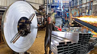 Manufacturing processes of Rectangular Size Steel pipe ||Mass Production of stainless steel pipe ||