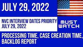 NVC Interview Dates July 29 || Case Creation Time | Processing Time | Backlog Report