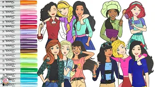 Barbie and Friends Makeover as Disney Princess Comfy Squad Coloring Book Compilation Moana Aurora