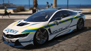 GTA 5 South Africa Police Mod BMW I8 CONCEPT LSPDFR GAMEPLAY PLAYING AS A COP MOD AIR BAGS