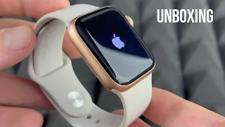 Apple Watch SE GPS, 40mm Gold Aluminium Case with Starlight Sport Band - Regular unboxing