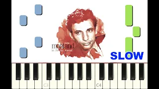 SLOW piano tutorial "LES FEUILLES MORTES" Yves Montand, 1949, avec partition gratuite (pdf)