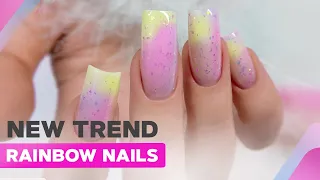 Dual Form Nail Extensions | 2 in 1 Nail Fill | Pastel Rainbow Nails