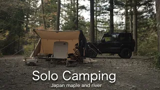 【ASMR】Solo Camping - Japan maple and Doshi river in Japan【Jimny】
