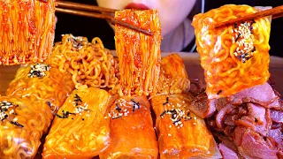 오리훈제고기와 불닭쌈!🔥 쫀득쫀득 라이스페이퍼 불닭볶음면, 팽이버섯, buldak Fire Noodle Wraps & Enoki Mushrooms│ASMR FOOD MUKBANG│