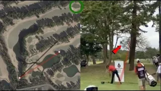 Bubba Watson takes INSANE line off the tee through trees to cut dogleg (Full story & Protracer)