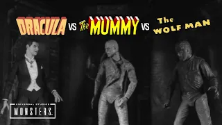 Dracula vs The Mummy vs The Wolfman (B&W) Stop Motion