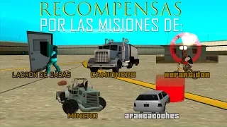GTA San Andreas - Thief, Trucker, Delivery Man, Miner, and Valet mission rewards