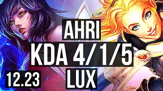 AHRI vs LUX (MID) | 4/1/5, 900K mastery | EUW Master | 12.23