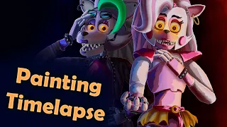 Roxanne Wolf and Glamrock Mangle | FNAF Painting Timelapse