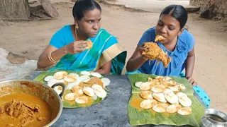 unlimited idly with chettinad chicken curry & whole chicken eating challenge mom and daughter