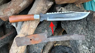 Knife Making - Forging A Hunting Knife From A Rusty Leaf Spring