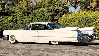 Bagged 1959 Cadillac Coupe Deville in the shop. full air ride and stance.