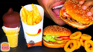 ASMR | BURGER KING CHOCOLATE DIPPED ICE CREAM CONE | IMPOSSIBLE CHEESE WHOPPER FRIES ONION RINGS