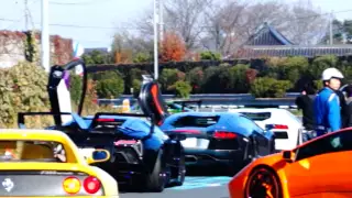 【諸星一家】ランボ集団が爆音で出発！/Lamborghini exhaust sound !