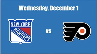 December 1 New York Rangers vs Philadelphia Flyers