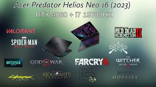 RTX 4060 : Acer Predator Helios Neo 16 (2023)  - Gaming Benchmark for 12 Games #acer #rtx4060