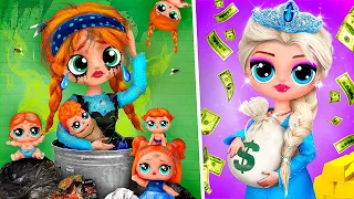 Rich Elsa vs Broke Anna! Who is the Best Mommy? 30 LOL OMG DIYs