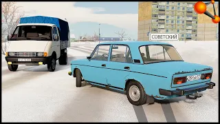 ЗИМНЯЯ КАРТА СССР! Дрифт НА ВАЗ 2106! - BeamNg Drive