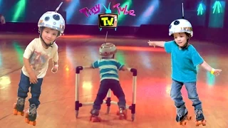 Skating Toddler! Roller Skating Adventure! Learn to skate at the Roller Rink! On TinyTubeTV