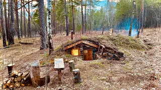 I Visited TWO Roomed DUGOUT with Secret Underground Sauna! Cooked Burgers on campfire