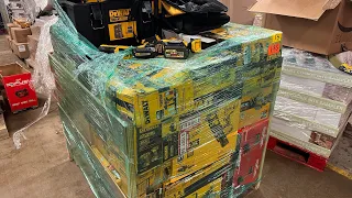 Unboxing a Pallet of Customer Returned DeWalt and Milwaukee Tools