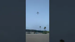 Los Angeles LAX Plane Spotting Beach Flyover DHL 777-F