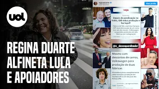 Regina Duarte ataca Anitta, Ivete Sangalo e Felipe Neto em post contra Lula