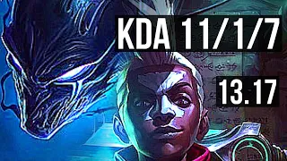 NOCTURNE vs EKKO (JNG) | 11/1/7, 1.5M mastery, 600+ games, Legendary | EUW Master | 13.17