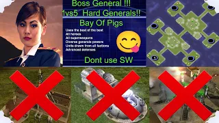 Command Conquer Generals Zero Hour Boss General 1 vs 5  Hard China Tank Generals. (Bay Of Pigs)