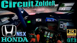 Circuit Zolder 2K 60fps►Honda NSX GT3 2022►REAL CAM в Assetto Corsa Competizione►ГОНКА В ДОЖДЬ