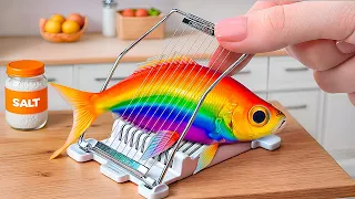 Amazing Rainbow Spicy Fish Recipe For Beginner | Satisfying Miniature Seafood Cooking Tutorial