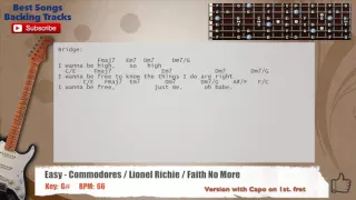 🎸 Easy - Commodores / Lionel Richie / Faith No More Guitar Backing Track with chords and lyrics