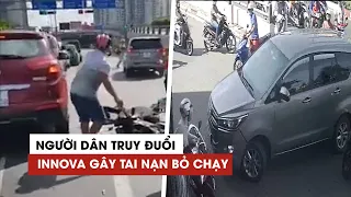 Người dân phóng xe truy đuổi Toyota Innova bỏ chạy sau tai nạn như phim hành động