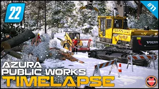 🚧 Winter Works, Cutting Trees In The Forest - Making A Path ⭐ FS22 Azura Public Works Timelapse