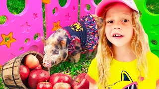 Nastya Visit a grandfather and Learn about Animals. Useful video for children.