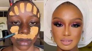 Must Watch 😱 Nigerian Bridal Wedding Makeup Transformation 🔥👆😳 Cirurgia Plastica 💉💉 #makeuptutorial
