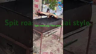 Spit roasting a pig in Thailand. 🇹🇭 #thailife #smokedribs