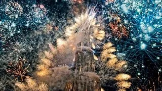 Dubai Burj Khalifa 2014 Midnight Fireworks Full Show HD