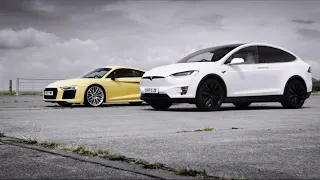Tesla model X vs Audi R8 race Jeremy Clarkson reviews the Tesla model X - The Grand Tour