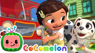 Fire Truck Wash Song | Sing Along with Nina | CoComelon Nursery Rhymes & Kids Songs