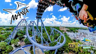 Manta Roller Coaster On Ride Front Row 4K POV Normal and Horizon Locked SeaWorld Orlando 2021 06 11