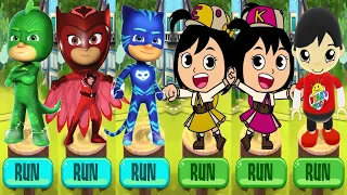 Tag with Ryan - PJ Masks Superheroes vs Kaji Family - Run Gameplay