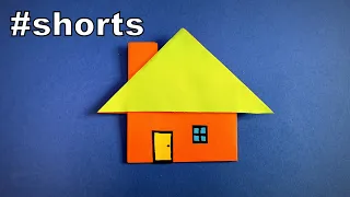 How to Make a Paper House with a chimney 🏠 | Origami House | Easy Origami ART #shorts