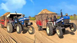 दोनों में कौनसा पॉवर फुल है | Sonalika Di 745 Vs New Holland 3600-2 | Full Loaded Trolley Video