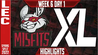 MSF vs XL Highlights | LEC Spring 2022 W6D1 | Misfits Gaming vs Excel Esports